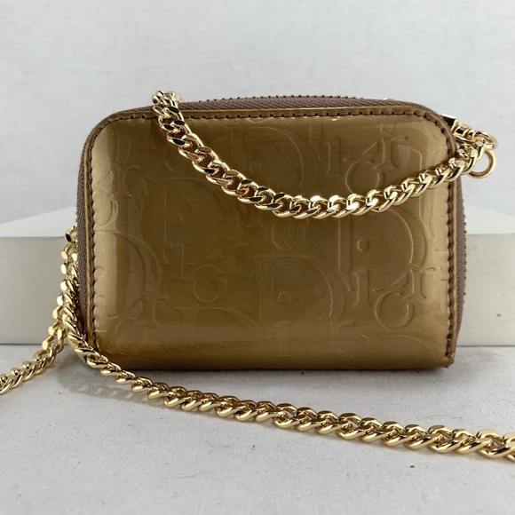 DIOR Trotter Patent Leather Zip Wallet on Chain - Picture 3 of 11